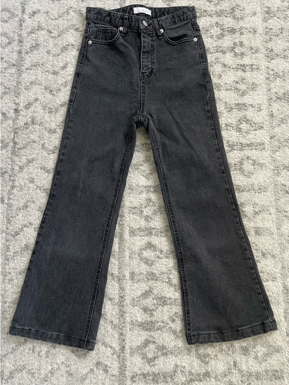 Wellrow High-Rise Wide-Leg Jeans - Black Wash - Size Small -‎ Made in Korea